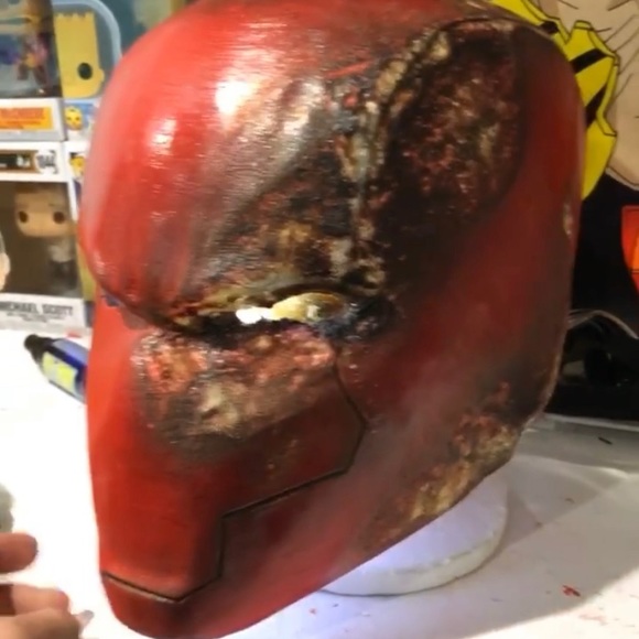 Red hood battle damage helmet! - Picture 3 of 5